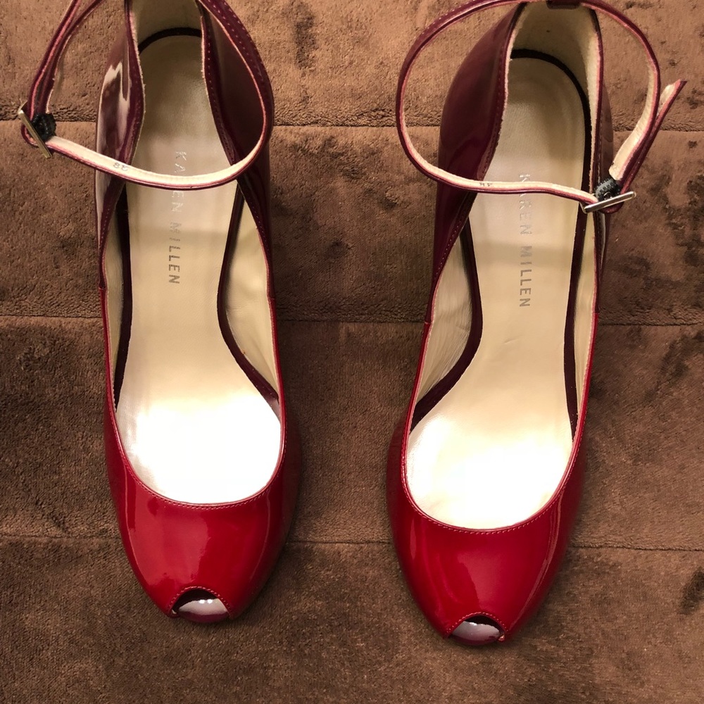 Authentic Karen Millen two tone peep toe heals.